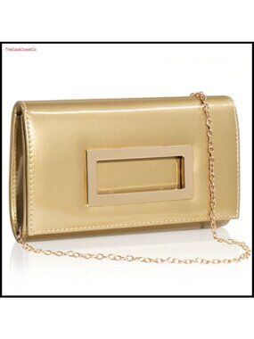 Glossy Patent Leather Clutch Evening Bag Envelope Handbag Wedding Party